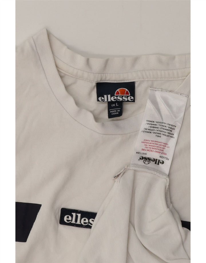 Tricou bărbați ELLESSE Top mare, alb, din bumbac color bloc