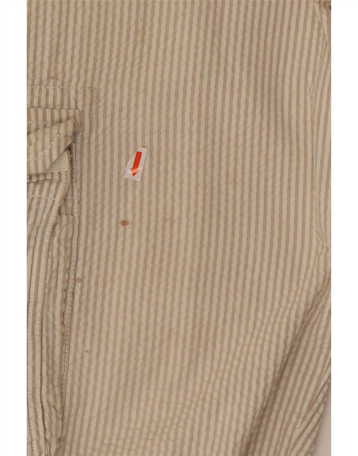 Pantaloni scurți cargo pentru bărbați Think Pink W32, bumbac cu dungi mari, bej
