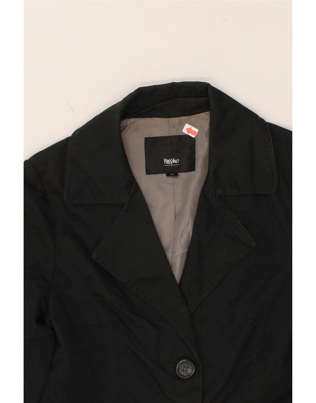 MOSSIMO Womens Trench Coat UK 12 Medium Black Cotton Vintage Mossimo and Second-Hand Mossimo from Messina Hembry 
