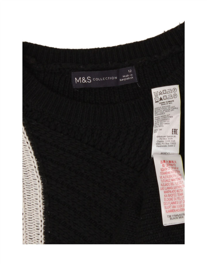 Pulover pentru femei Marks & Spencer cu decolteu triplu UK 12 Medium Negru