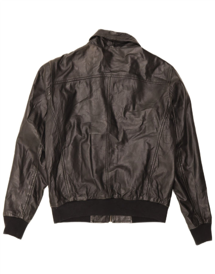 Jachetă de piele vintage pentru bărbați UK 38 Medium Black Leather