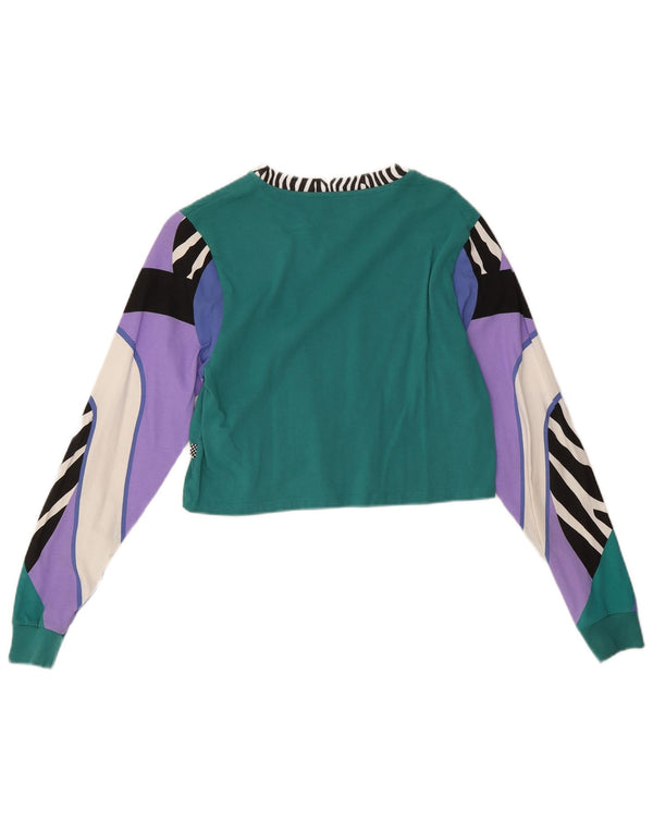 Crop Top pentru femei Vans cu mânecă lungă UK 10 mic verde, bumbac cu imprimeu animal
