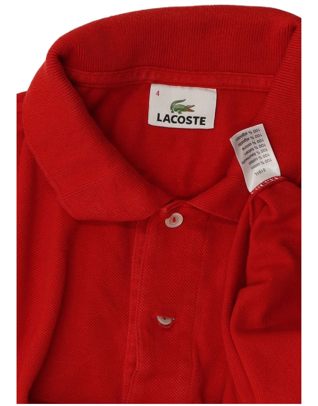 Tricou polo Lacoste pentru bărbați, mărimea 4, bumbac roșu mediu