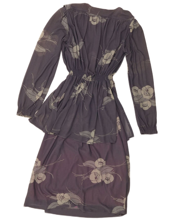 Rochie maxi vintage cu mâneci lungi pentru femei EU 40 Mov mediu Floral
