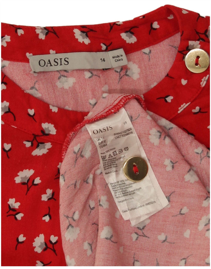 Rochie A-Line Oasis pentru femei UK 14 Medium Red Floral Viscose