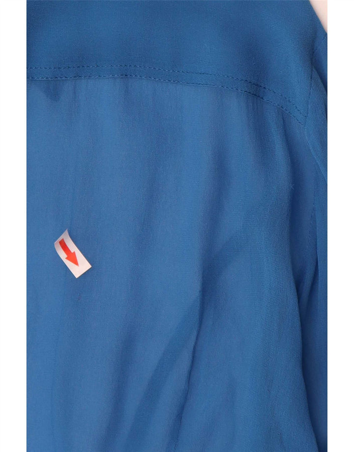Bluză cămașă vintage pentru femei UK 14 Large Blue