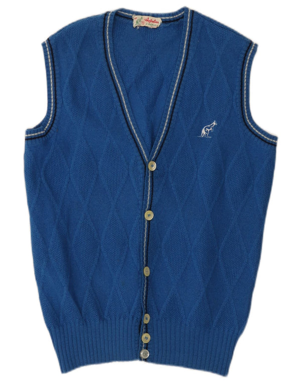 AUSTRALIAN L'ALPINA Pulover cardigan pentru bărbați IT 50 Medium Blue Argyle/Diamond