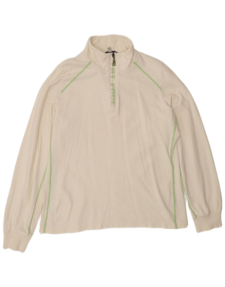 Pulover pentru femei Fat Face, cu grafic, cu fermoar și gât, UK 18 XL, alb