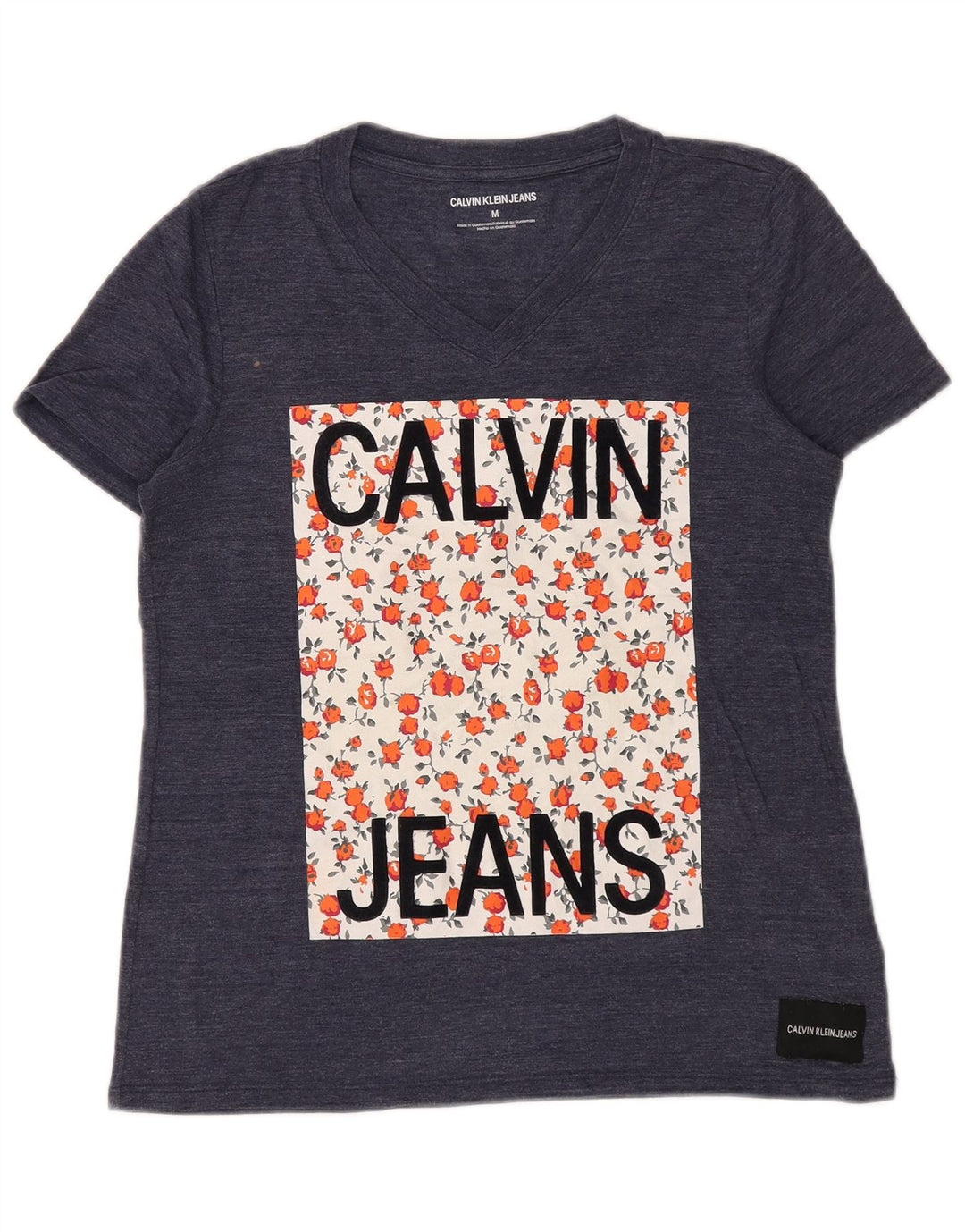 CALVIN KLEIN Tricou cu grafic pentru femei Top UK 14 Medium Bleumarin Poliester