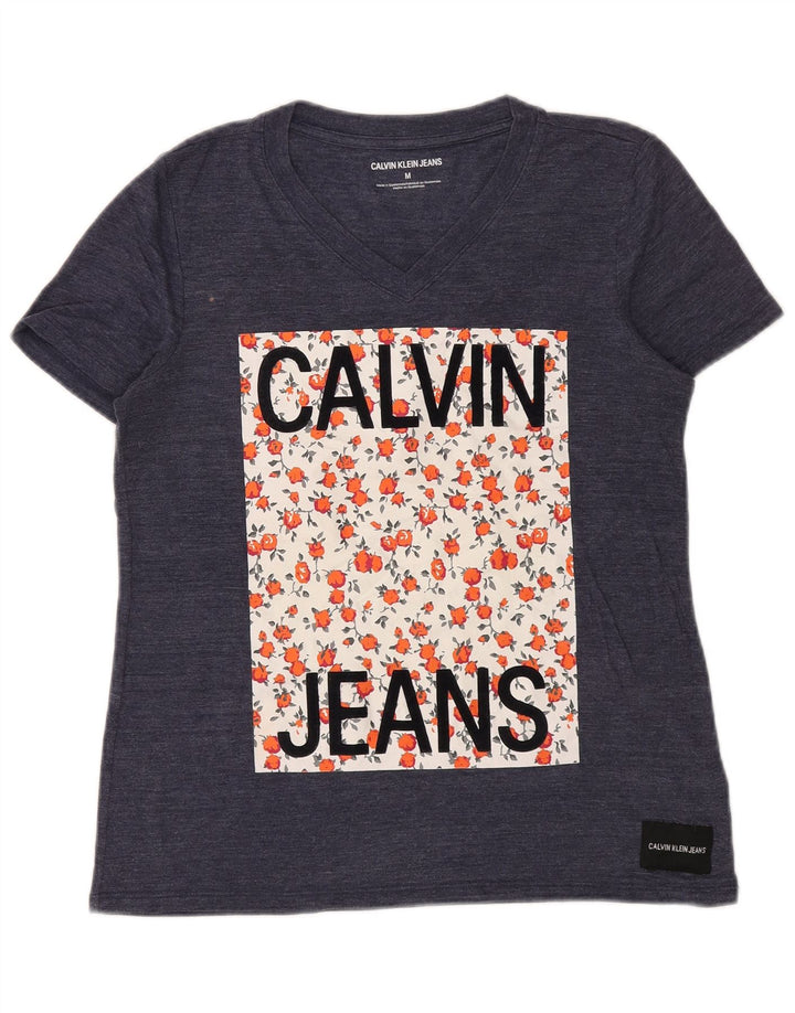 CALVIN KLEIN Tricou cu grafic pentru femei Top UK 14 Medium Bleumarin Poliester