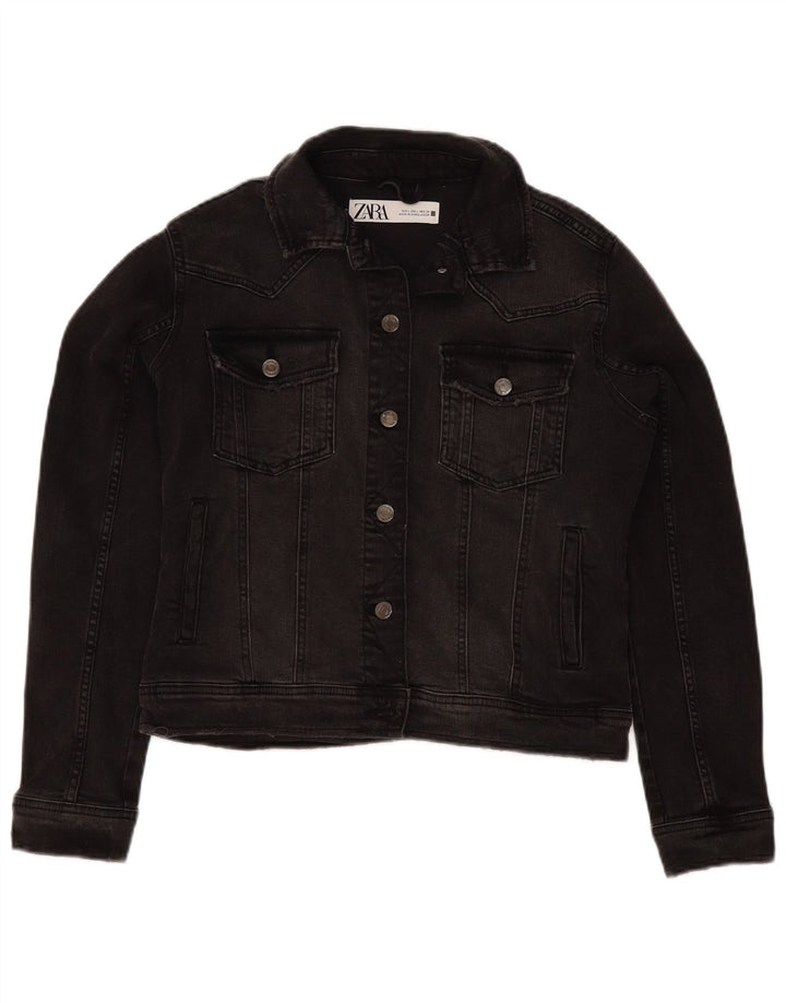 Jachetă de blugi pentru femei Zara UK 16 mare, negru, bumbac
