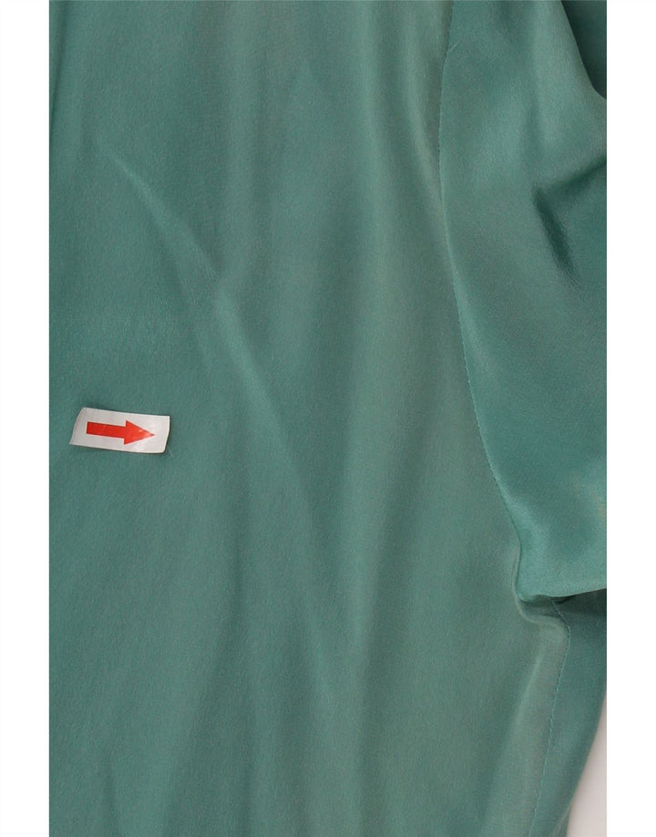 VINTAGE Bluză cu mânecă lungă cu cravată în față pentru femei UK 16 Mare Mătase verde