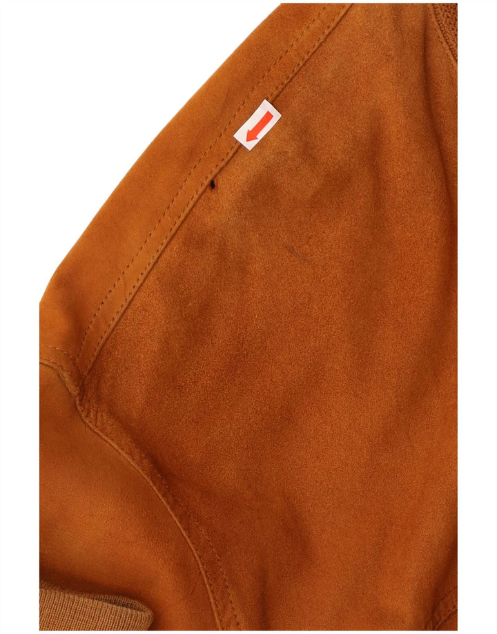 VINTAGE Bomber de piele intoarsa pentru barbati UK 42 XL din piele maro