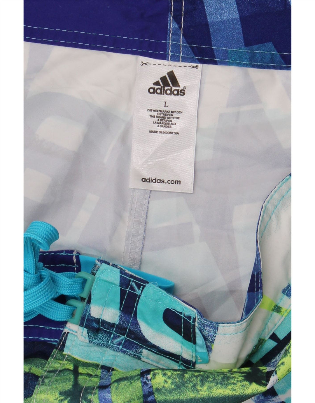 Pantaloni scurți de înot pentru bărbați Adidas, cu model abstract, poliester albastru