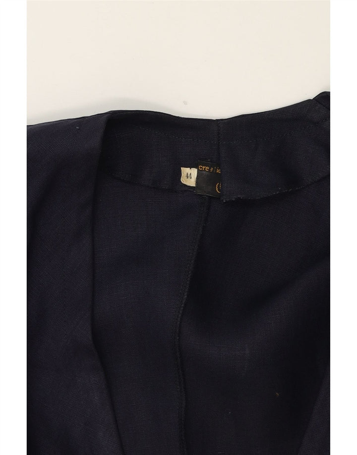 VINTAGE Womens Short Sleeve 2 Button Blazer Jacket IT 44 Medium Navy Blue Vintage Vintage and Second-Hand Vintage from Messina Hembry 