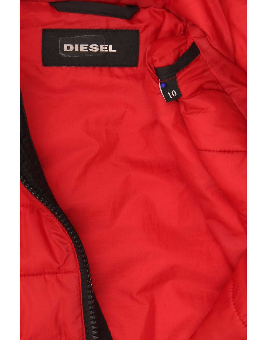 Jachetă căptușită cu glugă pentru băieți Diesel 9-10 ani Poliester color bloc roșu