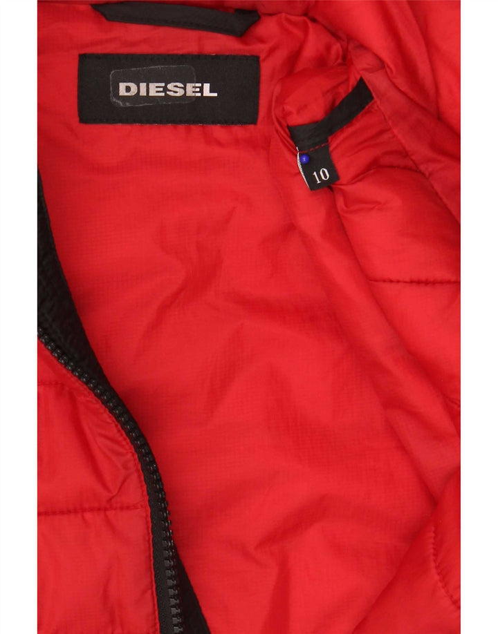 Jachetă căptușită cu glugă pentru băieți Diesel 9-10 ani Poliester color bloc roșu
