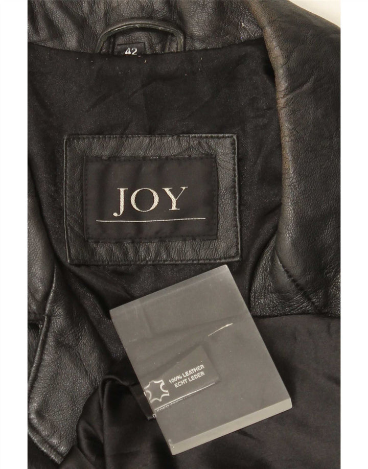 Sacou blazer din piele cu 2 nasturi Joy pentru femei EU 42 mare negru