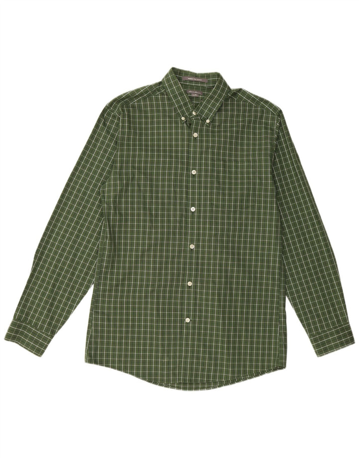 Cămașă pentru bărbați Eddie Bauer Slim Fit, bumbac verde mediu cu carouri