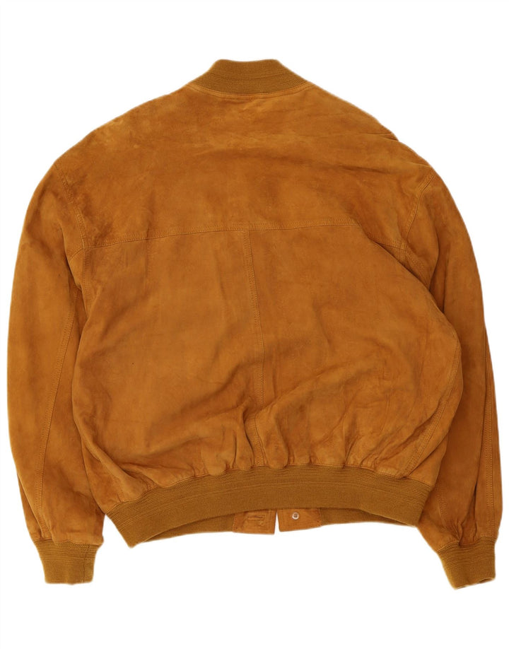 Bomber vintage pentru bărbați din piele intoarsa UK 40 mare, maro, din piele