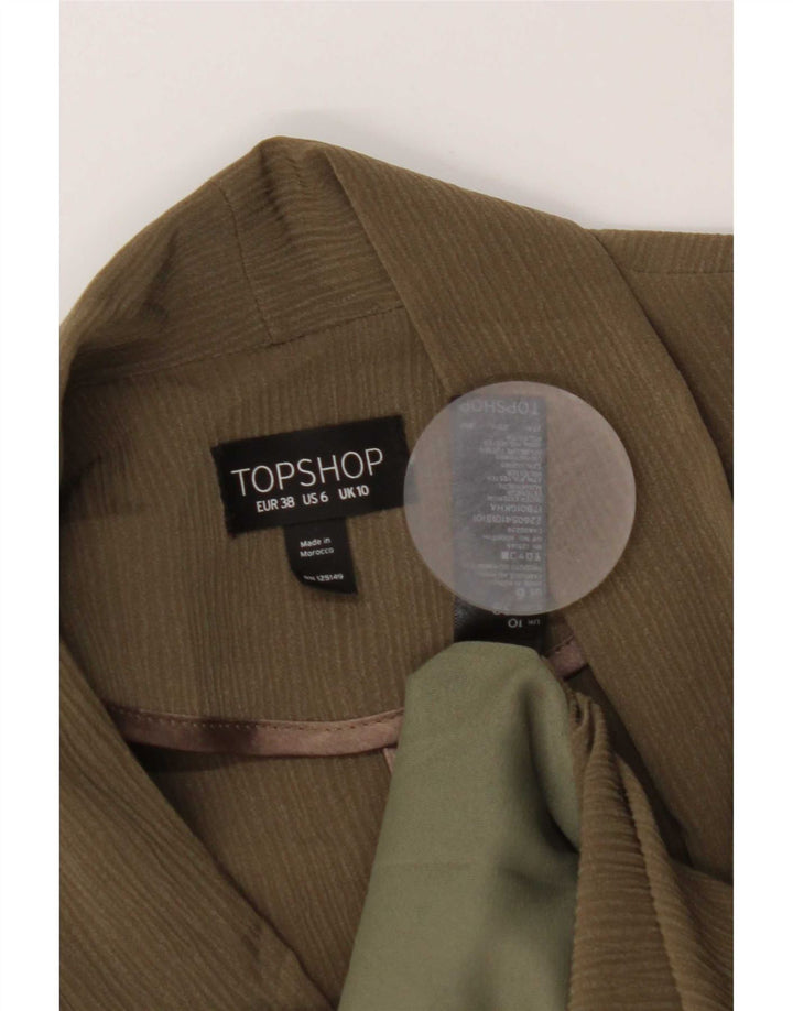 Topshop Jachetă pentru femei supradimensionată cu 1 buton, UK 10, Kaki, cu dungi mici