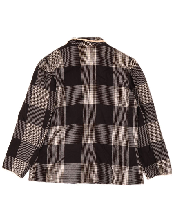 Jachetă vintage pentru femei cu piept dublu, UK 14, picior de găin mediu negru