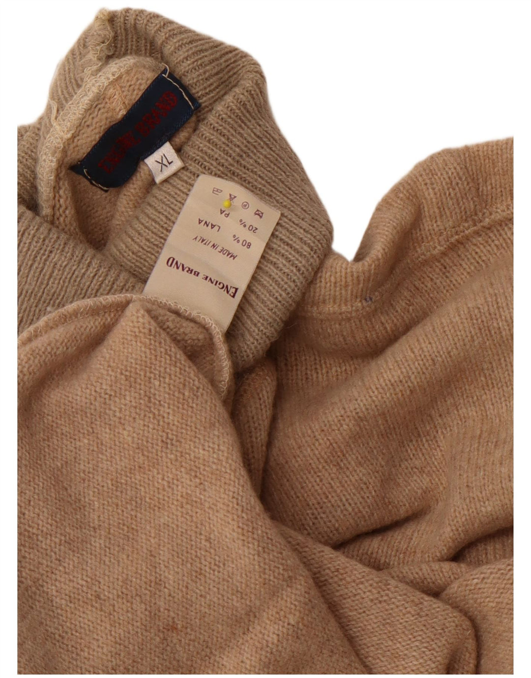 VINTAGE Pulover supradimensionat pentru femei cu gât rulat, UK 18 XL, lână bej