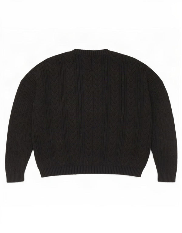 Pulover supradimensionat pentru femei Superdry cu gât turnat, bumbac mare negru UK 14