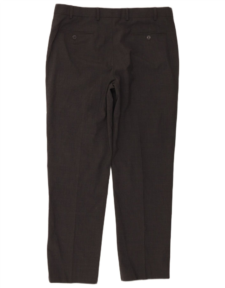 Pantaloni de costum pentru bărbați Marks & Spencer, cu tăiere obișnuită, L36 L31, lână gri