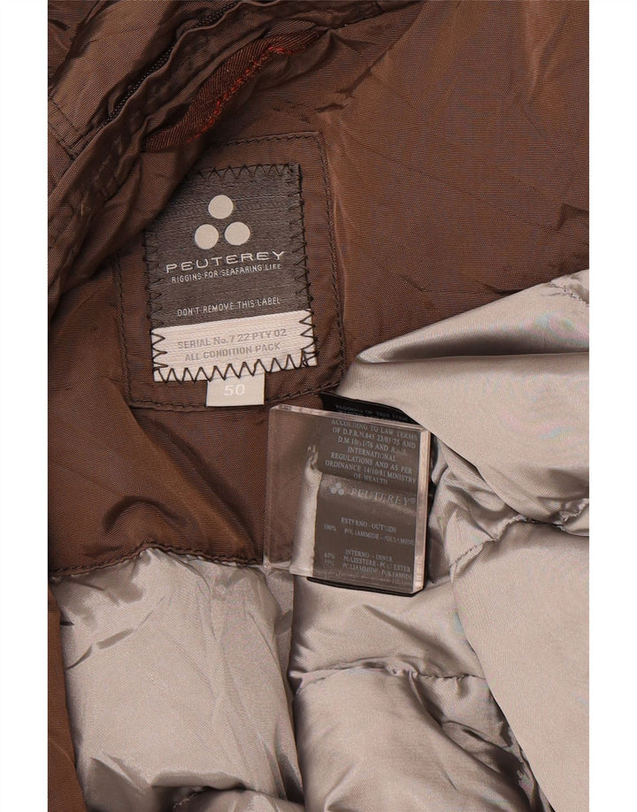 PEUTEREY Womens Hooded Padded Coat IT 50 XL Brown Polyamide