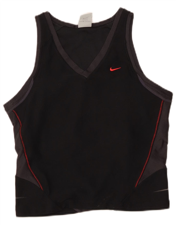 NIKE Dri Fit Crop Vest Top pentru femei UK 16/18 XL, negru, poliester color bloc