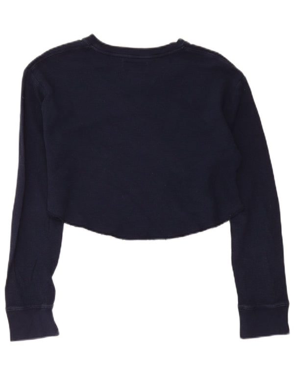 Crop Top pentru femei Polo Ralph Lauren cu mânecă lungă UK 18 XL Bumbac bleumarin