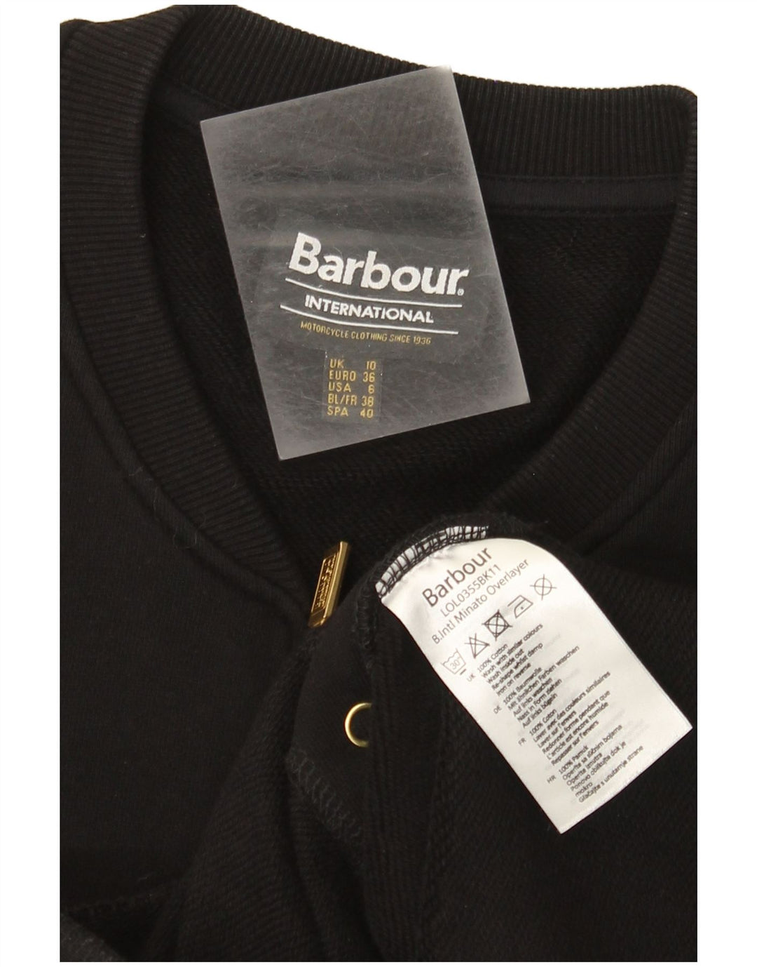 Jachetă de trening pentru femei Barbour UK 10 Bumbac negru mic
