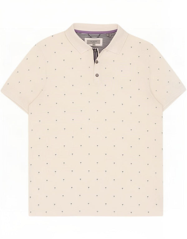 Ted Baker Tricou polo cu model abstract pentru bărbați Mărimea 5 XL Bumbac alb