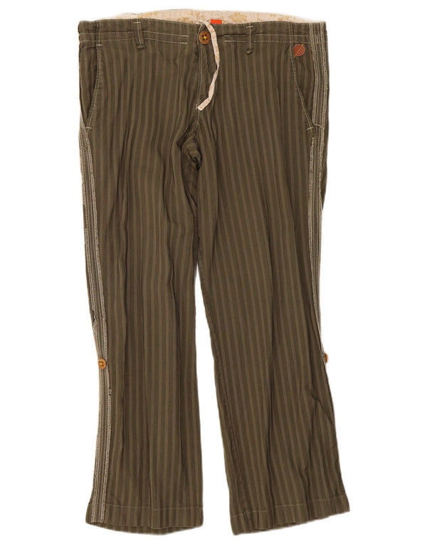 Pantaloni chino drepti pentru femei Hugo Boss L34 L27 Kaki cu dungi