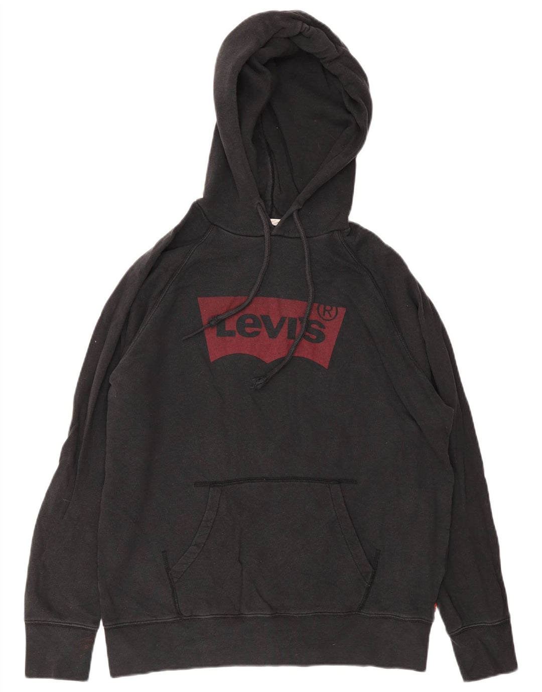 Pulover Levi's pentru bărbați cu capota cu grafică, bumbac mediu negru