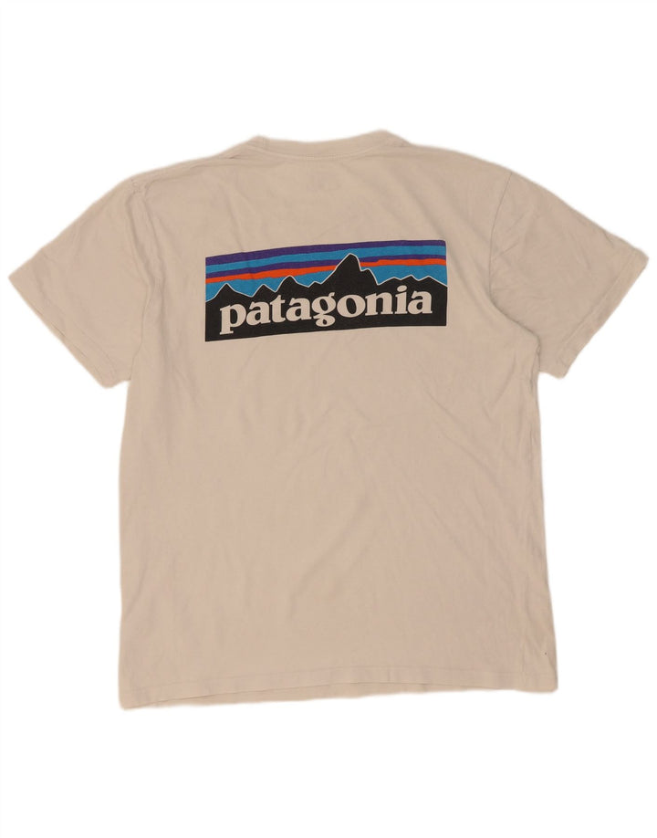 Tricou grafic Patagonia pentru bărbați, cu croială obișnuită, top mediu din bumbac alb