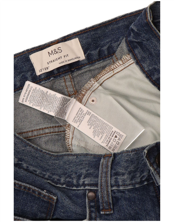 Blugi drepti pentru bărbați Marks & Spencer W32 L29 Bumbac albastru