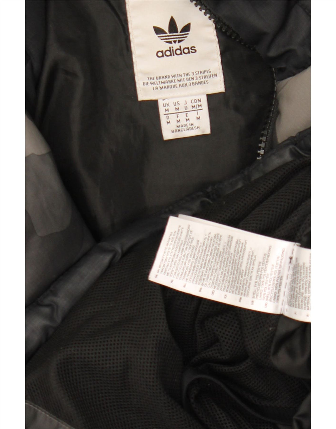 Jachetă căptușită cu glugă grafică Adidas pentru bărbați UK 38 Camuflaj, gri mediu