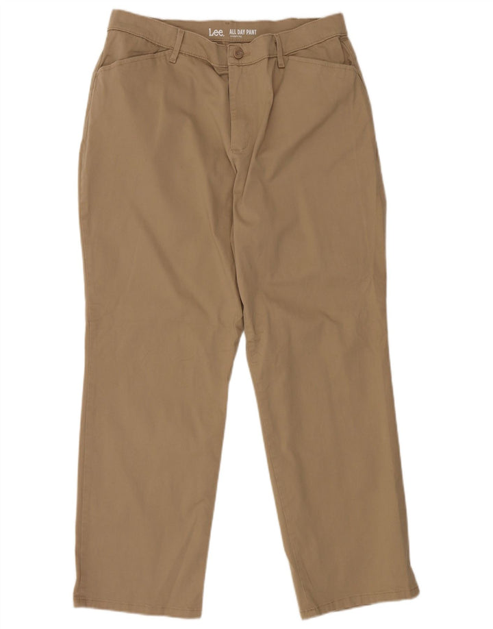 Pantaloni casual drepti LEE pentru femei US 14 XL W34 L28 maro bumbac