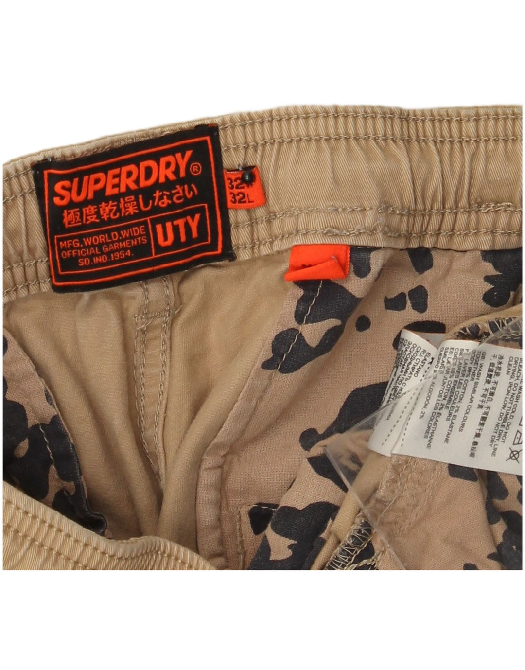 SUPERDRY Pantaloni drepti cargo pentru bărbați W32 L29 bumbac bej