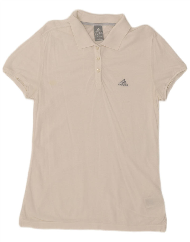 Tricou polo Adidas pentru femei UK 12, bumbac alb mediu