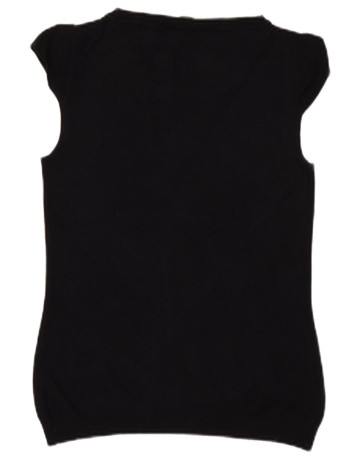 Pulover pentru femei MARELLA cu mânecă scurtă, cu gât de barcă, UK 8 Mic Negru