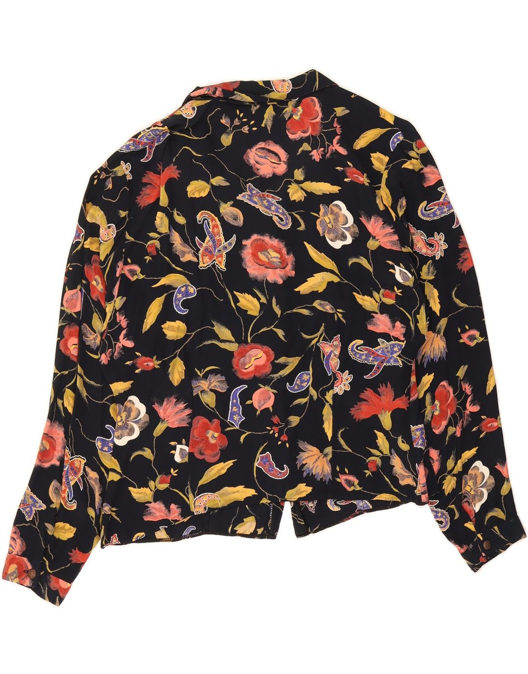 YESSICA Womens Shirt EU 42 Large Black Floral Viscose Vintage Yessica and Second-Hand Yessica from Messina Hembry 