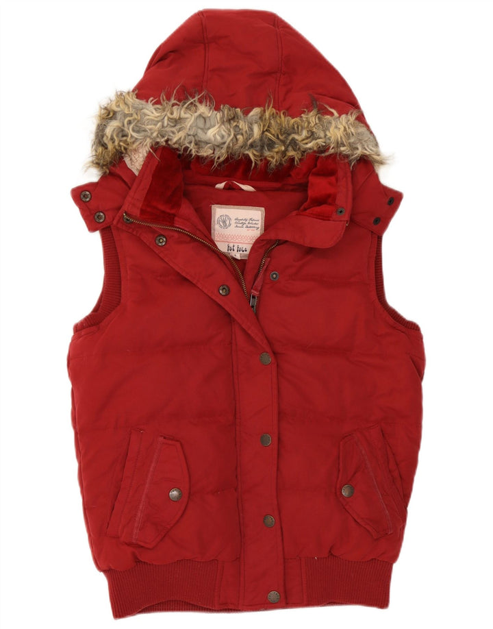 Gilet căptușit cu glugă pentru femei Fat Face UK 8 Poliester roșu mic