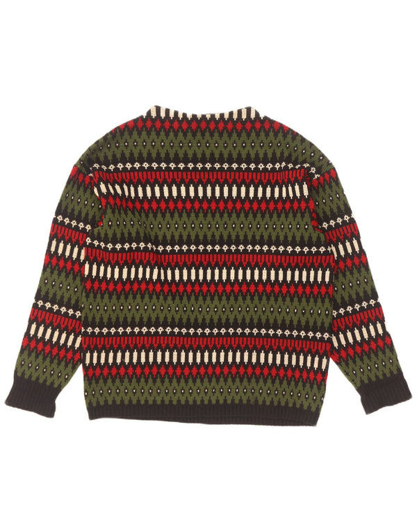 Pulover Geyer pentru bărbați, cu gât de barcă, IT 46 Small Green Fair Isle