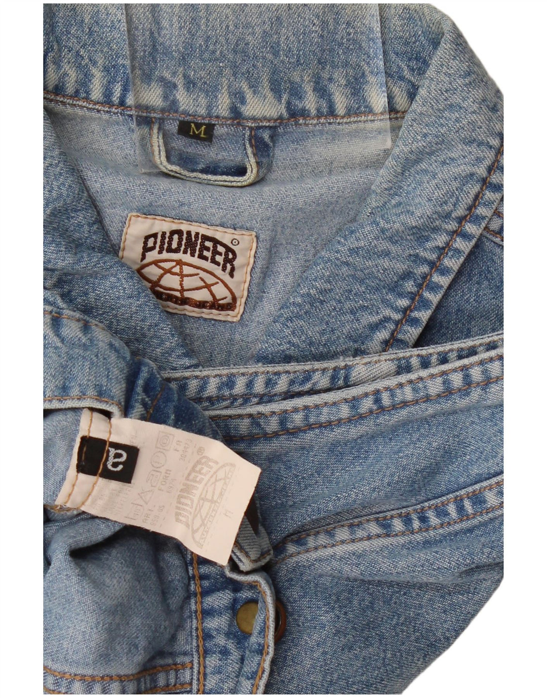 PIONEER Gilet de denim crop pentru femei UK 14, bumbac albastru mediu