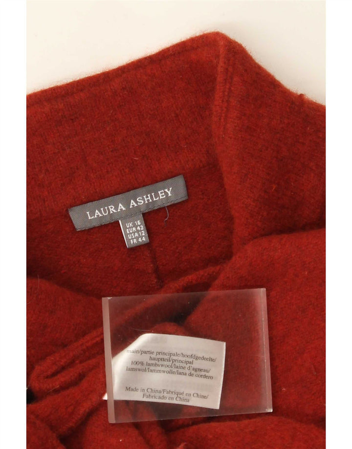 Laura Ashley Jachetă pentru femei tricot cu fermoar complet UK 16 Lână de miel roșie mare