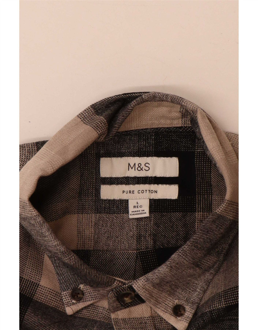 Cămașă de flanel pentru bărbați Marks & Spencer, bumbac cu carouri maro mari