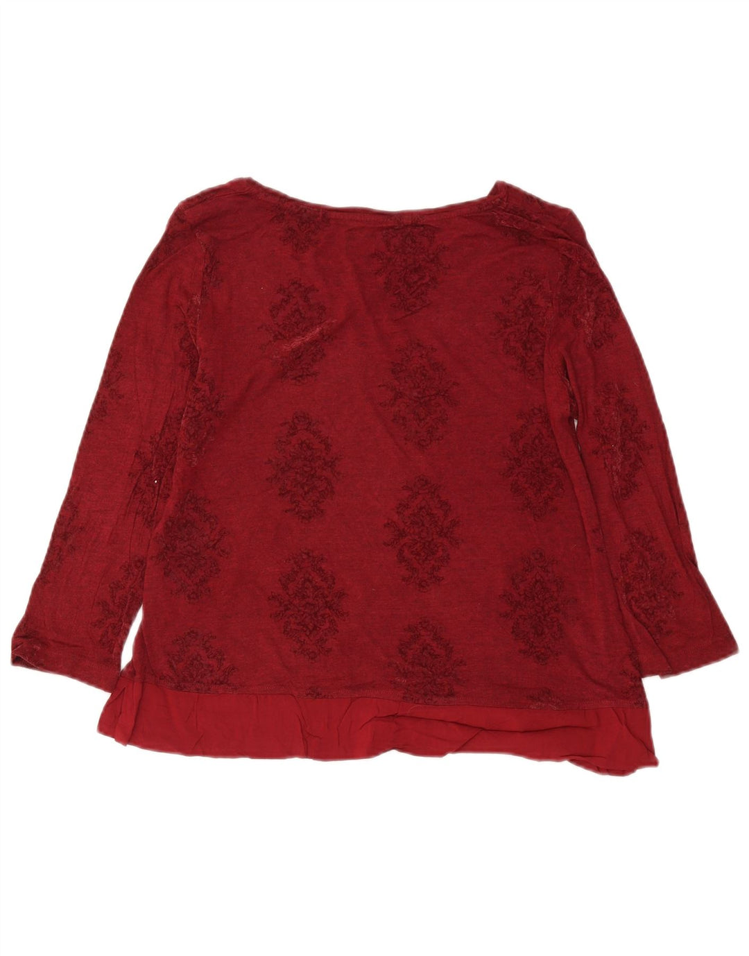 White Stuff Crop Top pentru femei cu mânecă lungă Marea Britanie 14 Viscoză florală Burgundy mare